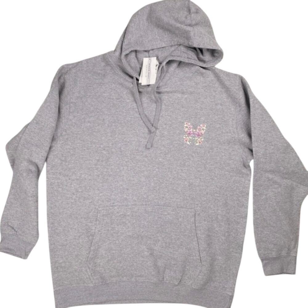 King & Queen Couple Hoodie | Floral Butterfly Graphic | Unisex Size XL